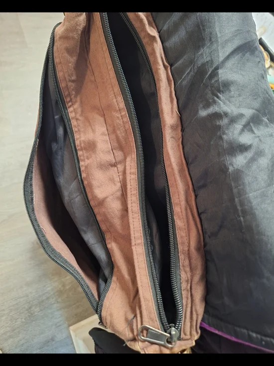 Boho Patchwork Crossbody Bag - Purple Floral Accent - Picture 3 of 6